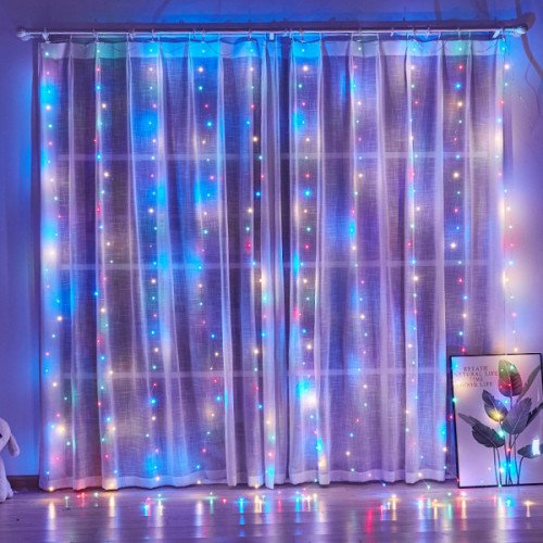 LED Christmas diode string - curtains copper wire with remote control, USB adapter
