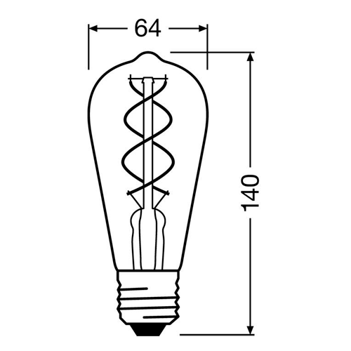 Vintāža stila LED spuldze E27, ST64, 4W, 300lm, 2000K