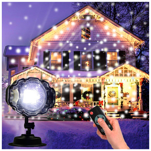 Влагозащищенный лазерный проектор для сада и дома - проекция снегопада с пультом