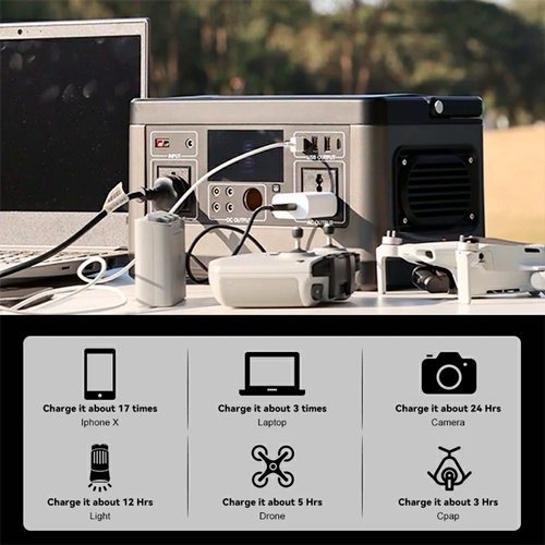 3in1 Solāra 500W Portatīvā elektro stacija P63, 520Wh, 3 uzlādes iespējas, 11 izejas uzlādēšanai