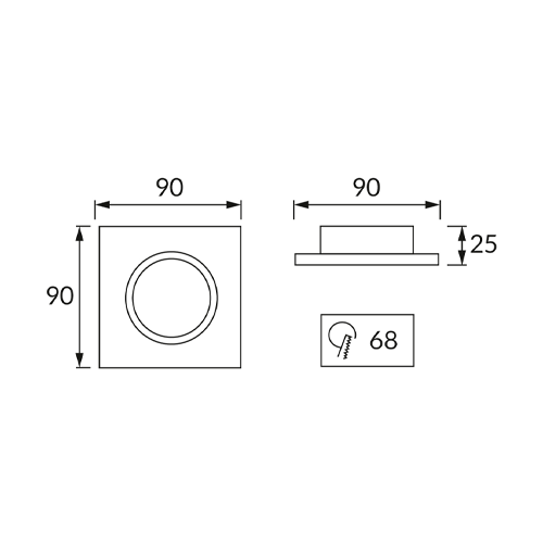 Recessed luminaire SELENA D, excl. GU10, MR16, max 35W