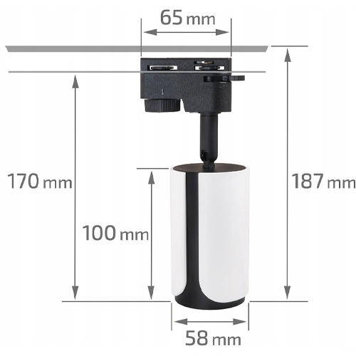 Sliežu gaismeklis SENTO, 1F, excl. GU10, max 35W, IP20