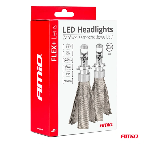 LED spuldzes H4/H19, 40W, 2600Lm, 6000K, FLEX+ Lens sērija