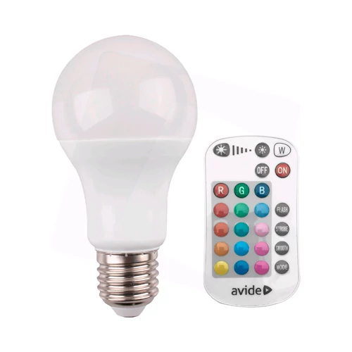 LED Multicolor bulb with remote E27, A60, 9.7W, 806lm, 2700K+RGB