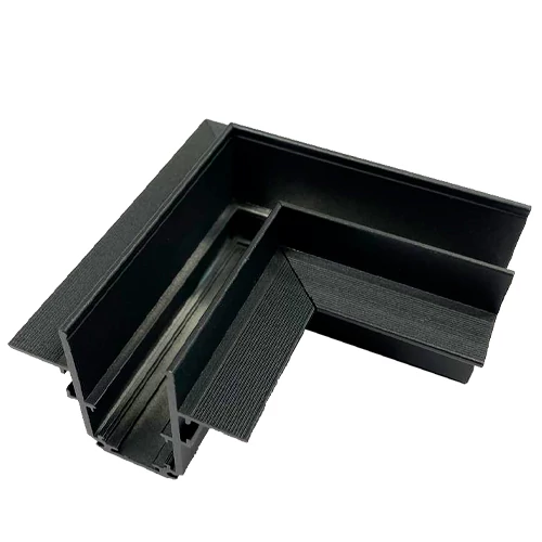 Corner L-shaped connector for built-in plasterboard rail