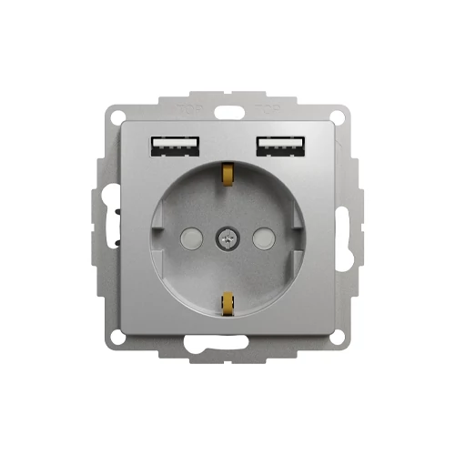 Built-in 1-gang socket grounded, 2xUSB, mechanical SEDNA Design