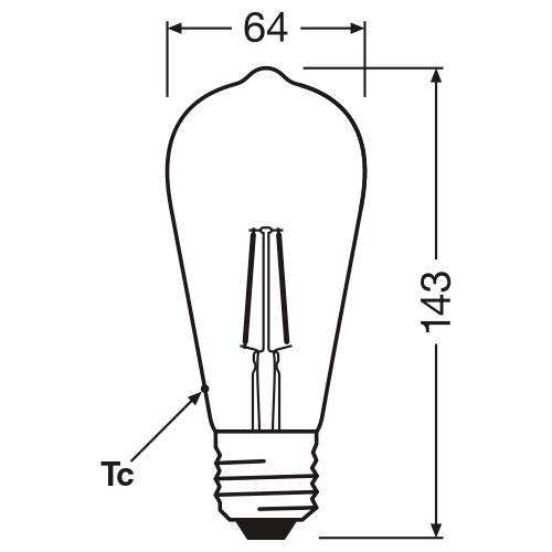 Vintage style LED bulb E27, ST64, 2.5W, 220Lm, 2400K