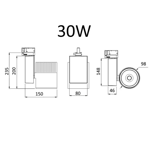 LED Rail light 30W, 4000K, 3F