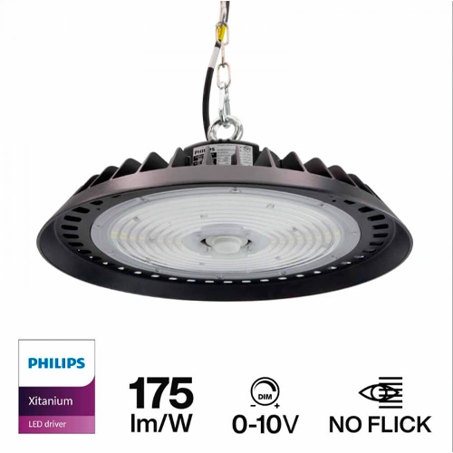 LED industriālais 200W gaismeklis UFO 35 000lm, LUMILED Chips, Philips Xitanium LED driver, 4000K, IP65