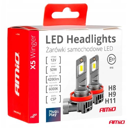 LED spuldzes H8/H9/H11, 50W, 4200Lm, 6000K, X5 Winger sērija