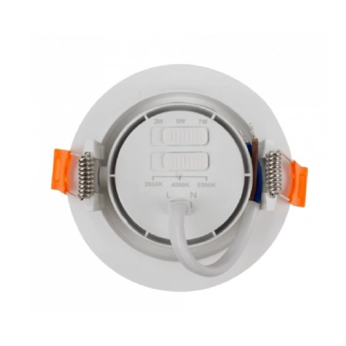 LED iebūvējams gaismeklis 3W , 5W , 7W, 3000K, 4000K, 6500K, 430 lm, 60°, balts, apaļa forma