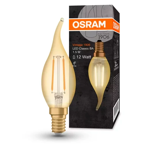 Vintage style LED bulb E14, C35, 1.5W, 120lm, 2400K