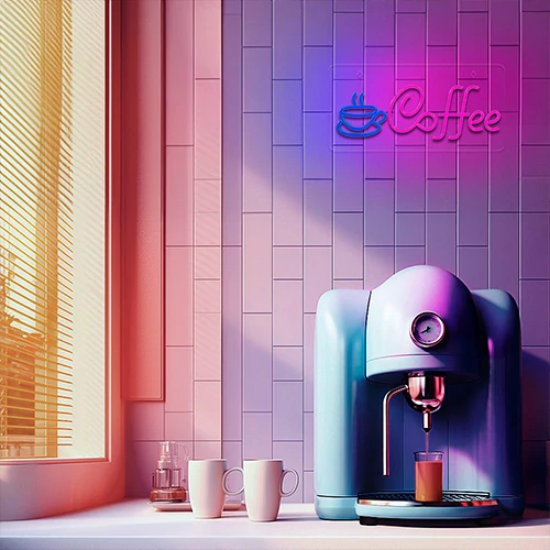 LED Neon light sign - COFFEE, pink blue