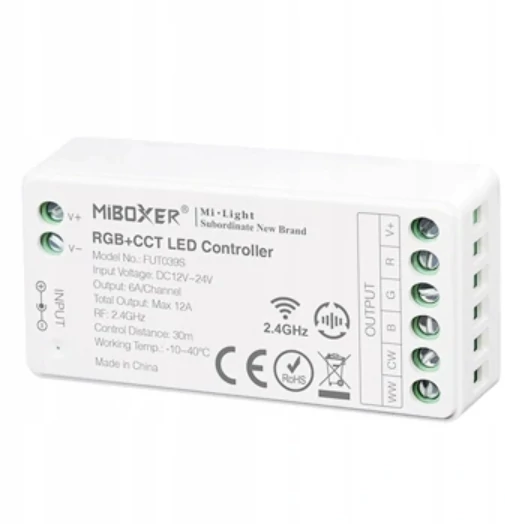 RGBWW LED strip controller with CCT panel 4 zones 12V-24V