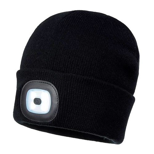 Hat with LED light 150Lm, IP44, USB, black