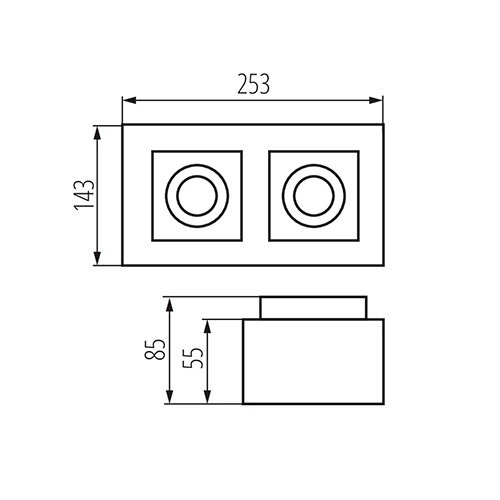 Virsapmetuma gaismeklis STOBI DLP 250-W, excl. 2xGU10, max 2x10W, IP20