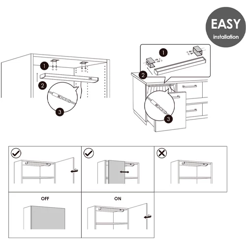 LED Universal linear light with sensor for lighting cabinets SENSE