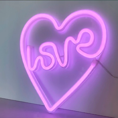 LED Neon light sign - love, with remote, multicolor