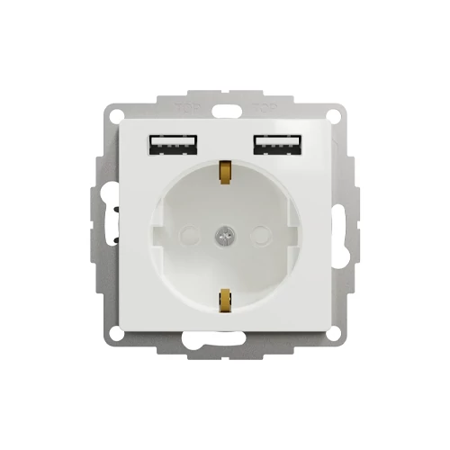 Built-in 1-gang socket grounded, 2xUSB, mechanical SEDNA Design