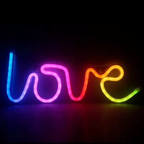 LED Neon light sign - love, with remote, multicolor