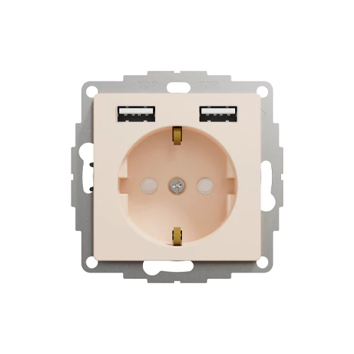 Встраиваемая 1-местная розетка с заземлением, 2xUSB, механическая SEDNA Design