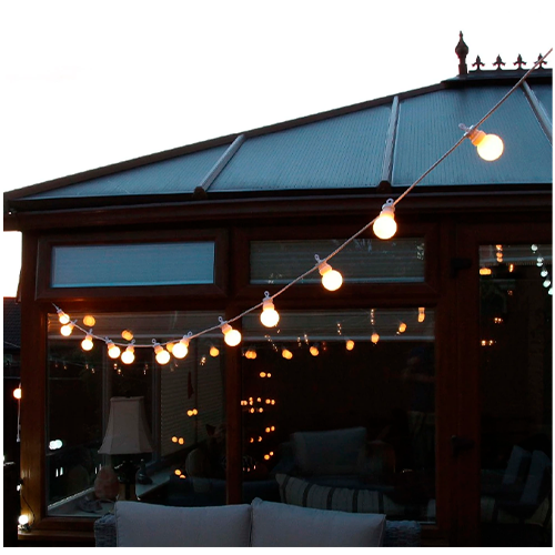 Komplekts LED āra dārza 100m virtenes dārzam un terasēm ar E27 spuldzēm
