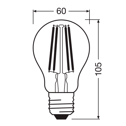 LED лампа E27, A100, 11W, 2700K, 1521lm, filament