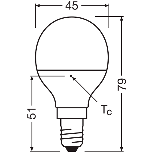 LED spuldze E14, P45, 4.9W, 470lm, 2700K