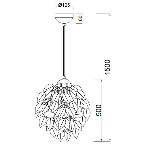 Piekaramā lampa LEAVY, excl. 1x E27, max. 28W