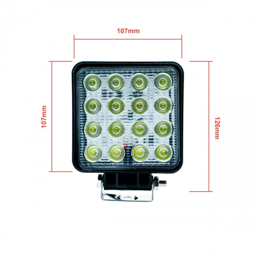 Papildu auto darba gaismas lukturis 48W, 9-32V, 6000K, IP67, 16LED