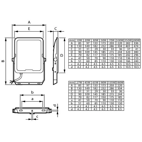 LED Prožektors 200W, IP65, IK08, 3000K-4000K-6500K