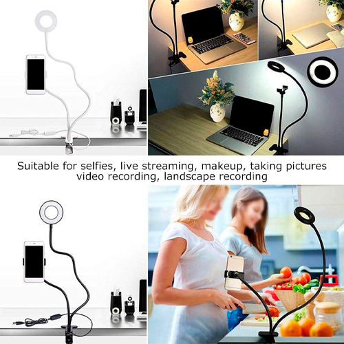 LED Selfie lamp with clip 5W, CCT, 24LED, Ø9 cm