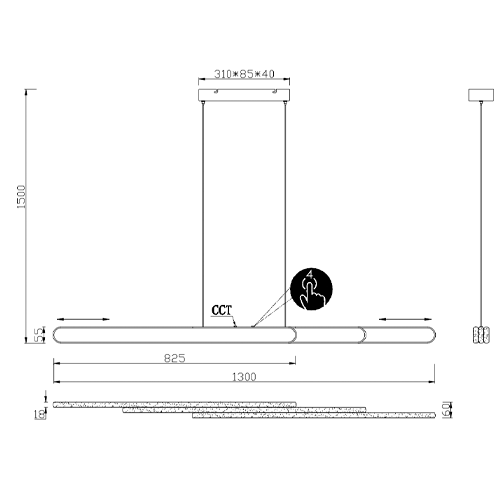 Piekaramā lampa HELIOS, 48W, 5800lm, 2700K-6500K