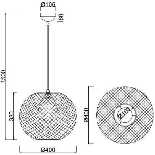 Pendant light FILO, excl. 1x E27, max. 60W