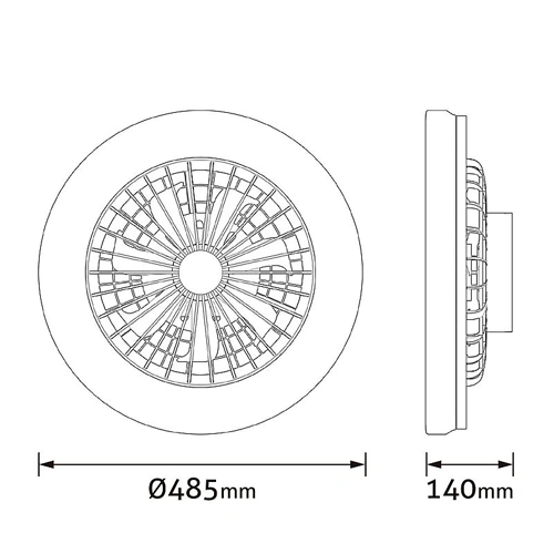 LED Ceiling lamp with fan and remote control WANDA, 48W, 5200lm, CCT