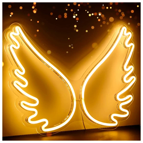 LED light sign - WINGS, Neon, white