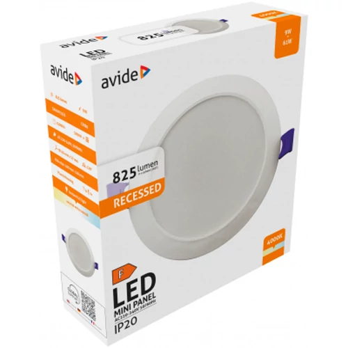 LED встраиваемая панель 9W, 4000K, IP20, Ø120x27 mm