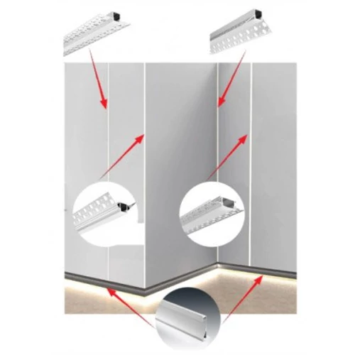 Анодированный плиточный алюминиевый профиль для LED ленты HB-52.5X13.3WCD