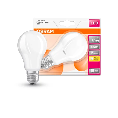 LED bulb E27, A60, 8.5W, 806lm, 2700K