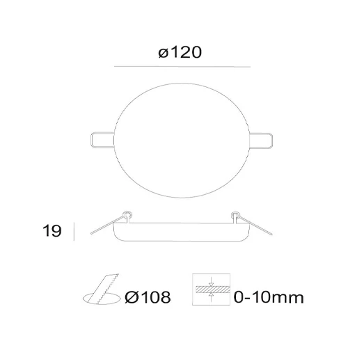 LED Recessed light WIDE, max 17.4W, 3000K, Ø120mm