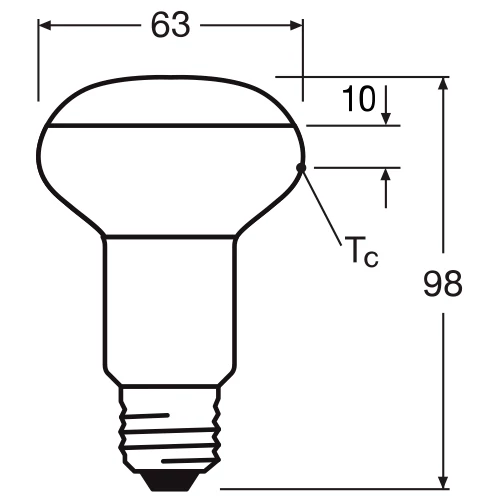 LED bulb E27, R63, 4.9W, 345lm, 2700K