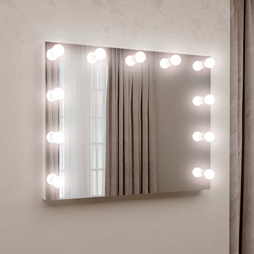 Mirror with LED bulbs 120 x 80 cm, 4000K, 11xE14