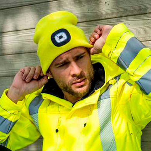 Hat with LED light 150Lm, IP44, USB, yellow