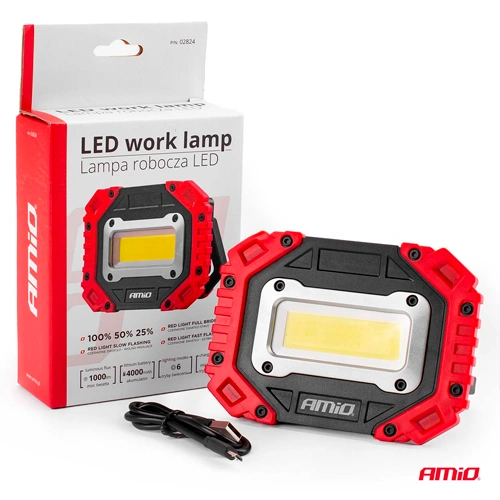 LED Worklight WT14, 1000Lm, 6500K + red, 4000mAh