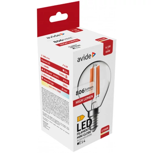 LED лампа E14, P45, 6.5W, 806lm, 2700K, filament