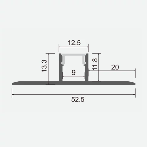 Anodized tile aluminum profile for LED strip HB-52.5X13.3BCD