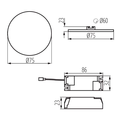 LED Iebūvējams panelis AREL LED DO 6W-WW