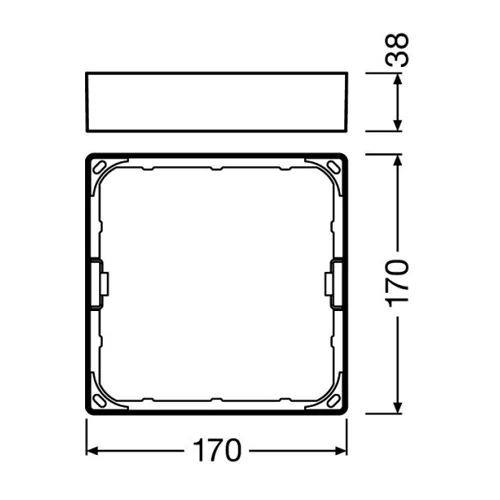 Paneļu rāmis kvadrāta 170 mm DOWNLIGHT SLIM FRAME SQ 155 WT