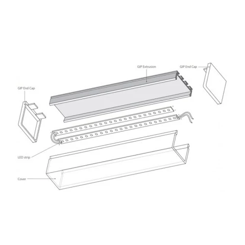 Анодированный высокий алюминиевый профиль для 1-4 ряда LED лент HB-35X35