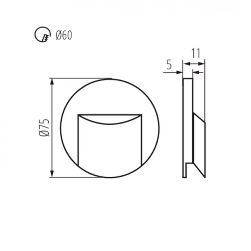 LED recessed stair and wall light 0.8W, 15lm, 3000K ERINUS LED O B-WW